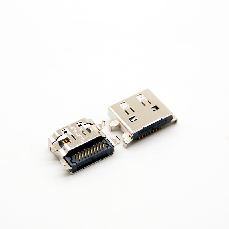 批发 type-D HDMI-A-C连接器母座 USB高清接口19pin四脚插全贴